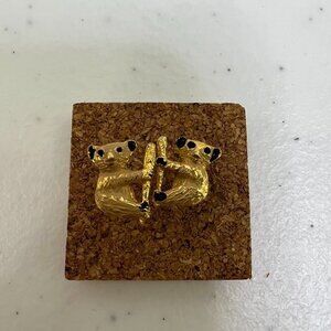 Koala‎ Bear Earrings Stud Small Dainty Tiny Black Gold Tone Textured 3D Cute